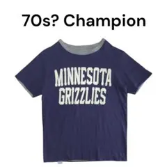 70s?Champion　バータグ 両面ビッグプリントダブルフェイスTシャツ