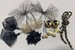 ブラック　ヘッドパーツ　髪飾り　和装　前撮り結婚式卒業式成人式七五三振袖袴