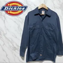 Dickies USA製 ディッキーズ 長袖ワークシャツ M ネイビー