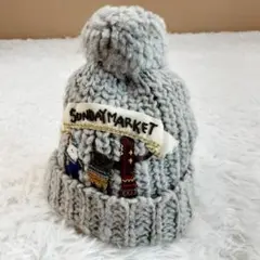 美品△CA4LA カシラ ニット帽 グレー 灰 ビーズ 刺繍 アニマル柄のサムネイル