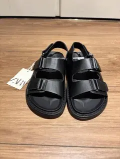 ZARA ブラック サンダル 2本ストラップ キッズ 21cm