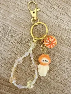 みかん猫のキラキラキーホルダー