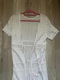 （GU）2WAYレーシーニットロングカーディガン