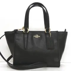 コーチ　レザー　２WAYバッグ　黒　ゴールド　ハンドバッグ　ショルダーバッグ