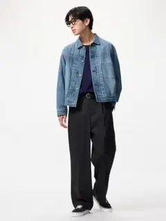 XXL⭐️ユニクロ⭐️タックワイドパンツ ネイビー 紺 大きいサイズ ゆったり