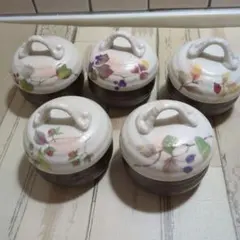 茶碗蒸し　花柄陶器容器 　5個セット