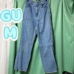 GU デニムパンツ Mサイズ　リボン　切りっぱなし