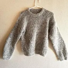 グレー フリース風 長袖セーター