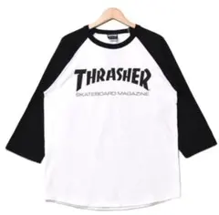 THRASHER ラグラン 七分袖 Tシャツ ホワイト ブラックのサムネイル
