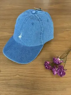 H&Mデニムブルー刺繍ロゴキャップ