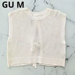 GU メッシュバックリボンセーター半袖　白　ニットベスト　M