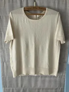 自由区 ベージュ 半袖ニット 38 レースデザイン