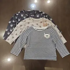 ストライプ 長袖Tシャツ 猫ポケット付き