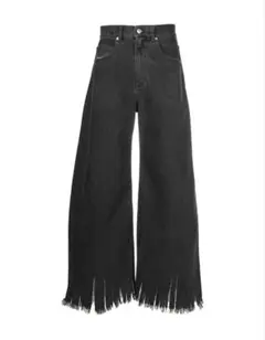 MARNI JEANS ブラック ブーツカットデニム フリンジ付き