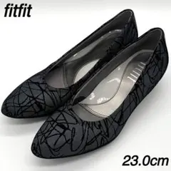 fitfit 23cm レザー ラウンドトゥ ウェッジソール バイカラー 黒