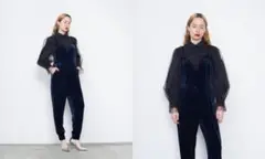 MUVEIL ベロア　サロペット