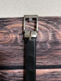 価格交渉遠慮なく！ブラックレザーベルト メタルバックル