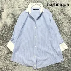 マルティニーク リネン カシュクールシャツ ストライプ S相当　美品のサムネイル