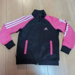 120 adidas ジャージ 黒/ピンク