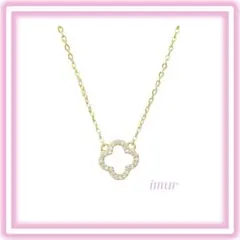 ネックレス/クローバーゴールド華奢小ぶりシルバー925ジルコニア人工ダイヤ111