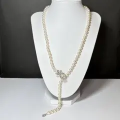 ラリエット　あこや真珠　ネックレス　約7.0mm バロック　テリ強　干渉色 SV ラリエット あこや真珠 ネックレス 約7.0mm バロック テリ強 干渉色 SV