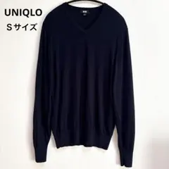 UNIQLO メリノＶネックセーターネイビー Ｓ