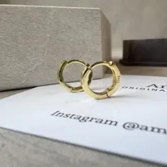 ⭐︎No.9 カット入りフープピアス/ゴールド ストーンピアス シルバー925