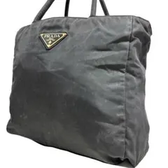 良品★プラダ　ハンドバック　三角ロゴ　 ナイロン　白タグ　ブラック