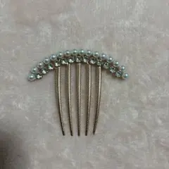 パールクリスタルヘアコーム ゴールド 約8cm