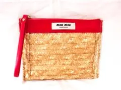 新品未使用 miumiu ミュウミュウ ノベルティポーチ 麦わらのサムネイル