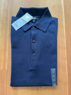 新品ユニクロウォッシャブルニットポロシャツ ネイビーM ジョンスメドレー