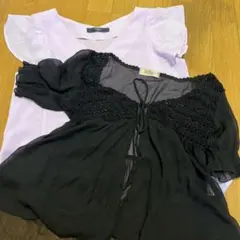 Fabulous Angela 半袖ブラウス ライトパープル　黒ブラウス　セットのサムネイル