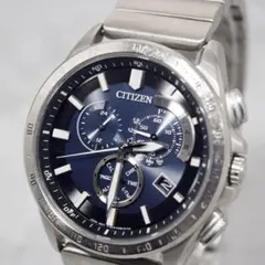 【返品保証】 CITIZEN エコドライブ 電波ソーラー クロノグラフ 腕時計