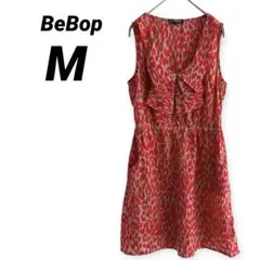 【BeBop】カリフォルニアデザイン レオパード柄 ワンピース ピンクレッド M