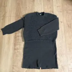 ダークグレー 長袖セーター ワンピース