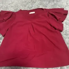 未使用☆RED color♡Vネック半袖シャツ　ブラウスのサムネイル