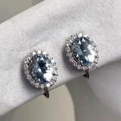【大粒】3ct up アクアマリン ダイヤモンド イヤリング