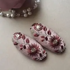 51 お得なペアセット♬ ハンドメイド　⌘ インド刺繍リボン　ヘアピン