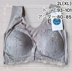 《新品》 シームレスで快適 フロントホックノンワイヤーブラ グレー 2L 匿名