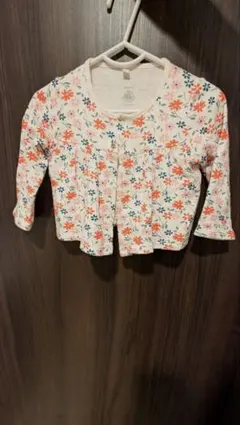 プチバトー オーガニックコットン 花柄カーディガン 80cm