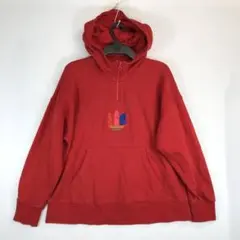 アディダス ハーフジップスウェットパーカー レッド レディースL GD2247