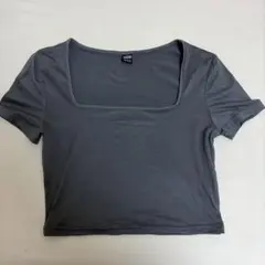 SHEIN スクエアネック 半袖 Tシャツ グレー XSのサムネイル
