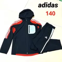 adidas キッズジャケット・パンツ 上下セット 黒/赤　サイズ140