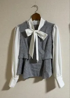 RUIRUE BOUTIQUE ルイルエブテイック　ペプラムボウタイ ブラウス