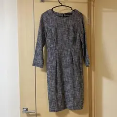 チェック柄 七分袖 タイトフィット ワンピース