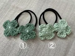 かぎ編み　編み物　ハンドメイド　ヘアゴム　キッズ　ベビー