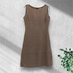 ムーンズギャレット 千鳥格子 ノースリーブ ワンピース 日本製 【M】 ベージュ