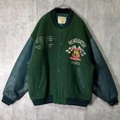 希少カラー ヴィンテージ スタジャン 刺繍 袖レザー ウール