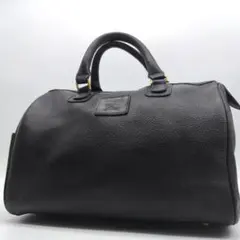 バーバリーズ ミニボストンバッグ ブラック シボ革 オールレザー 型押し