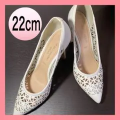 パンプス　ヒール　レザー　ホワイト　8cm 日本製　DIANA